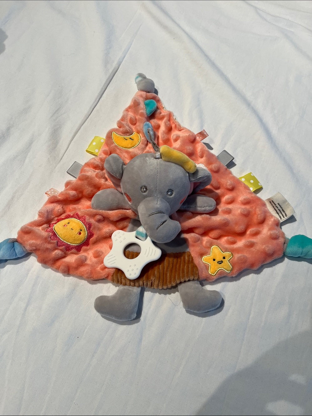Plush Elephant Comforter Security Blanket - Coral Pink & Gray